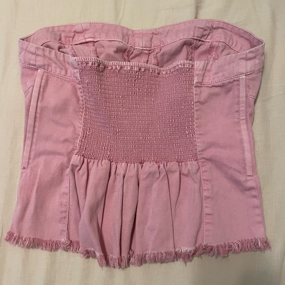 Free People Pink Bustier-Style Strapless Top, S - Picture 2 of 3